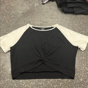 BuffBunny Black and Cream Twist Front Tee